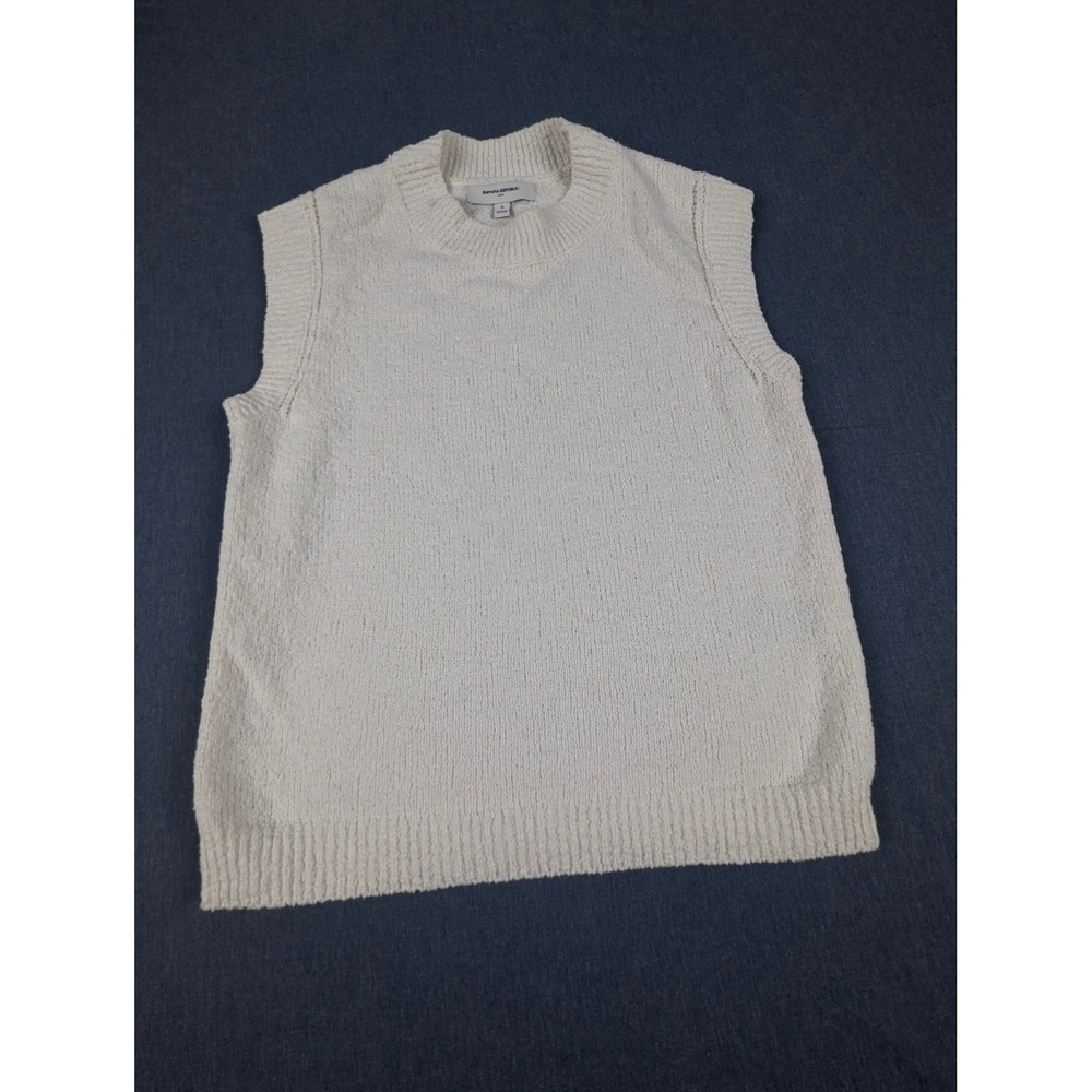 Banana Republic Ivory Textured Knit Sweater Vest Sleeveless Crew Neck Small